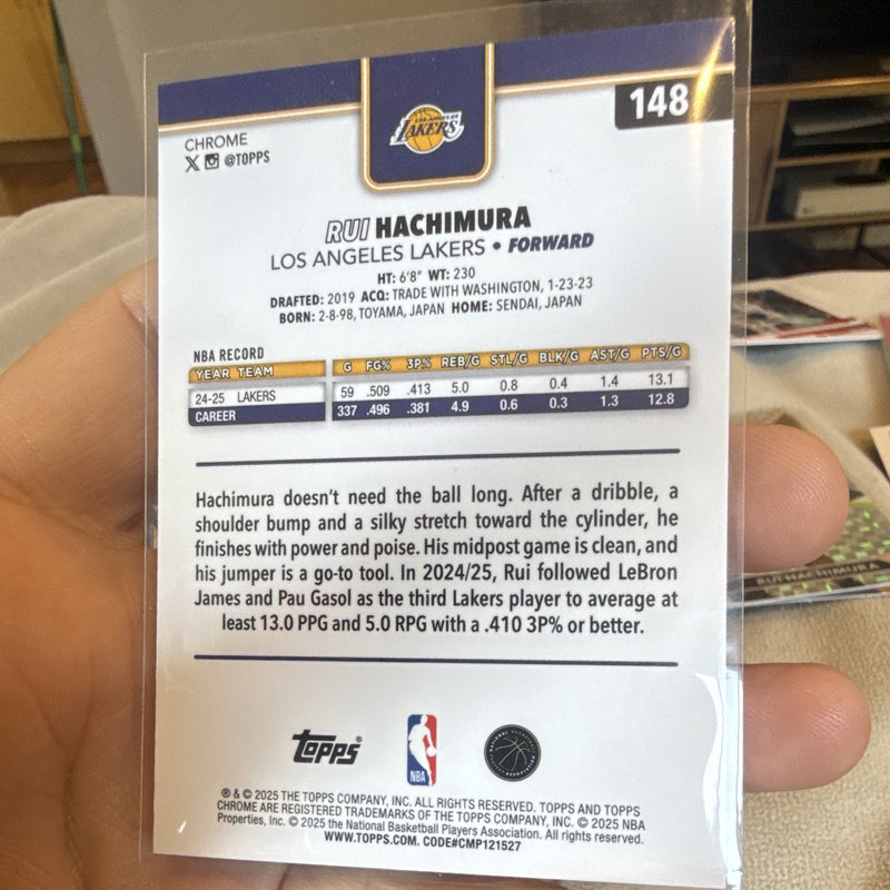 Topps Chrome Rui Hachimura Base Set Los Angeles Lakers #148 2024 251