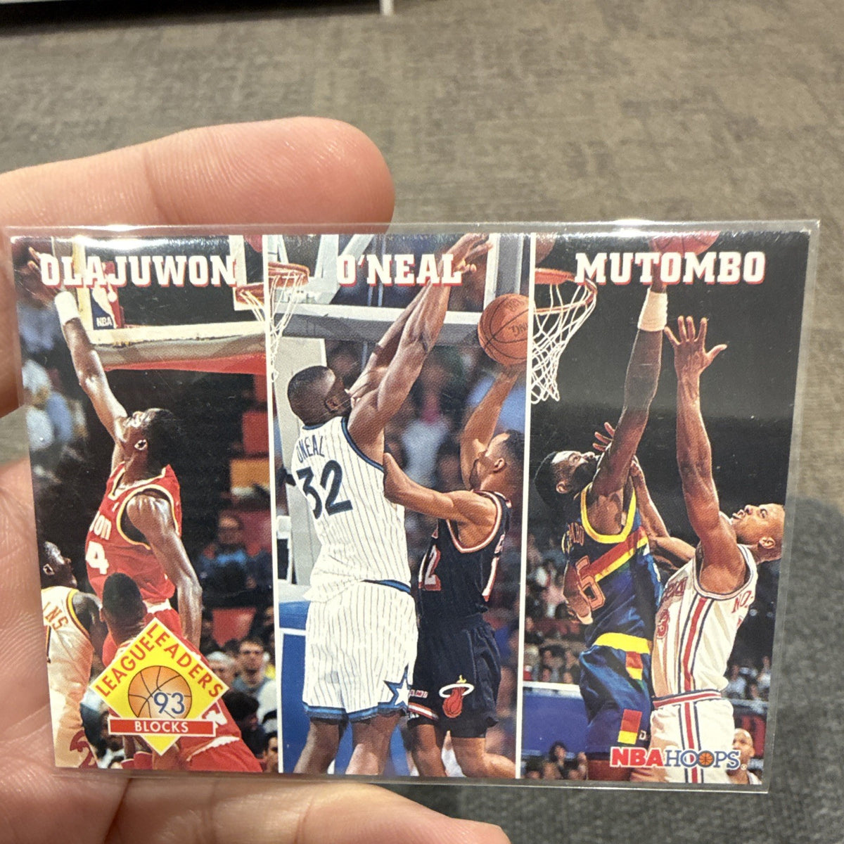 1993 SkyBox NBA Hoops League Leaders Blocks #290 Olajuwon O'Neal Mutombo0