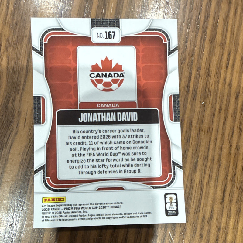 Panini 2026 Prizm FIFA World Cup Jonathan David Canada #167 Prizm2