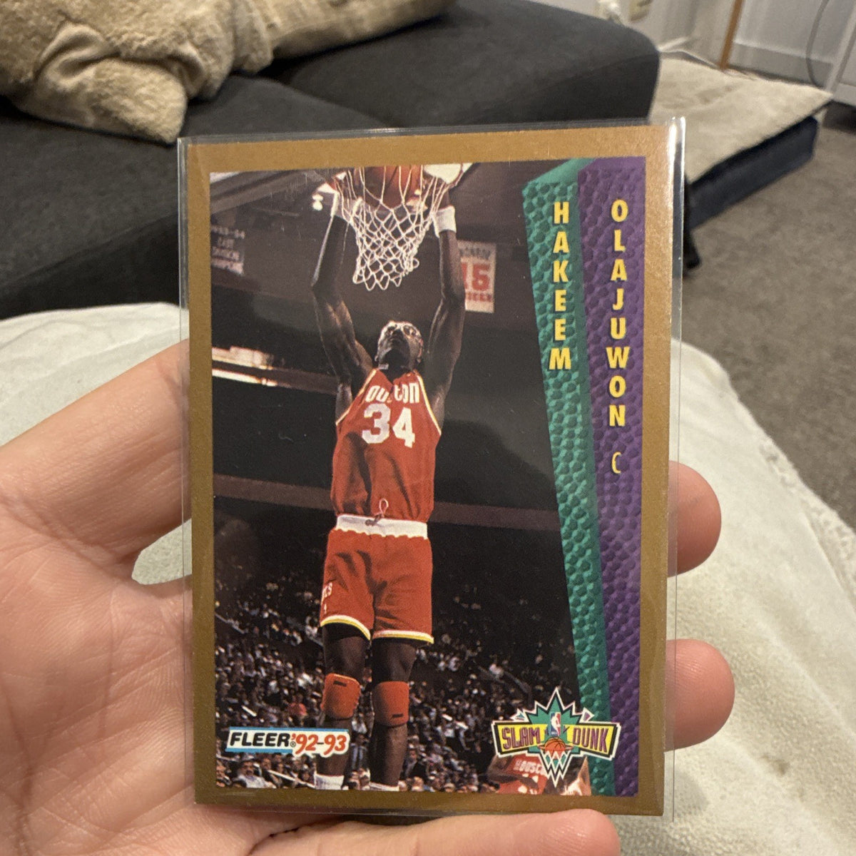 Fleer 1992 93 Slam Dunk Insert Hakeem Olajuwon #294 Houston Rockets0