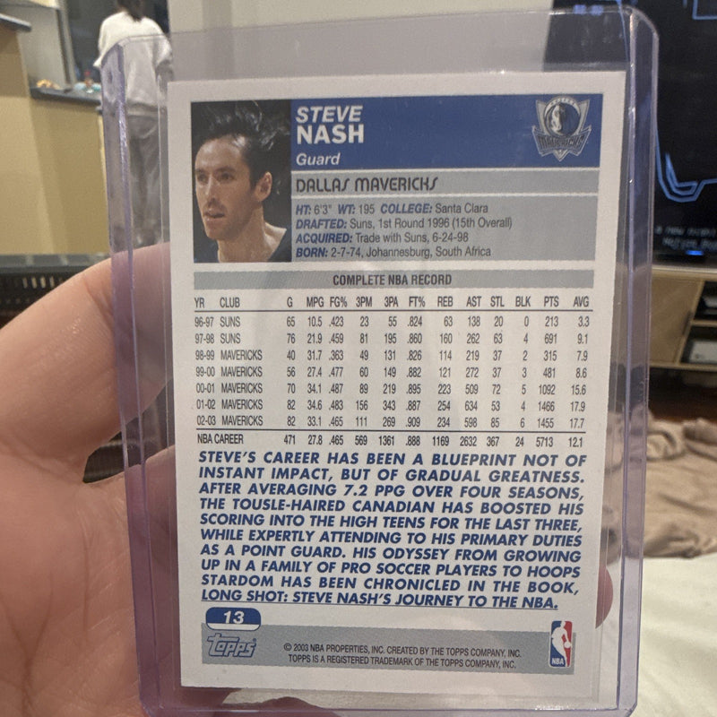 Topps Steve Nash Base 2003 04 Topps NBA Dallas Mavericks #13 Trading Card1