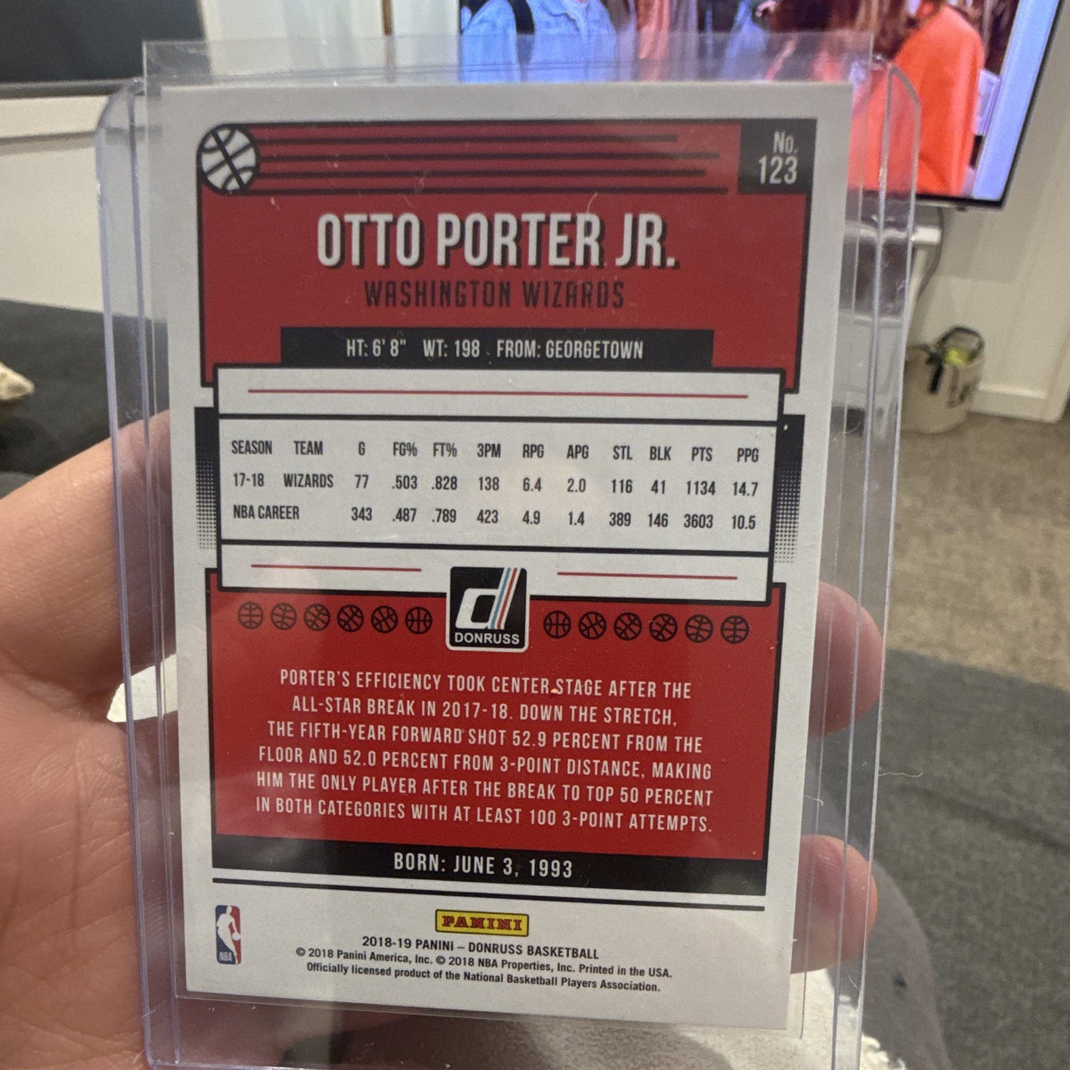 Panini Donruss 2018 19 Otto Porter Jr Green Laser 36/99 #123 Wizards1