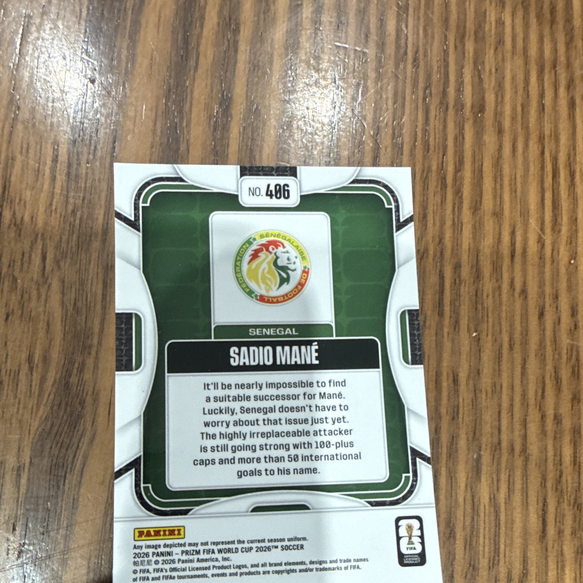 Panini Prizm FIFA World Cup 2026 Prizm #406 Sadio Mané Senegal2