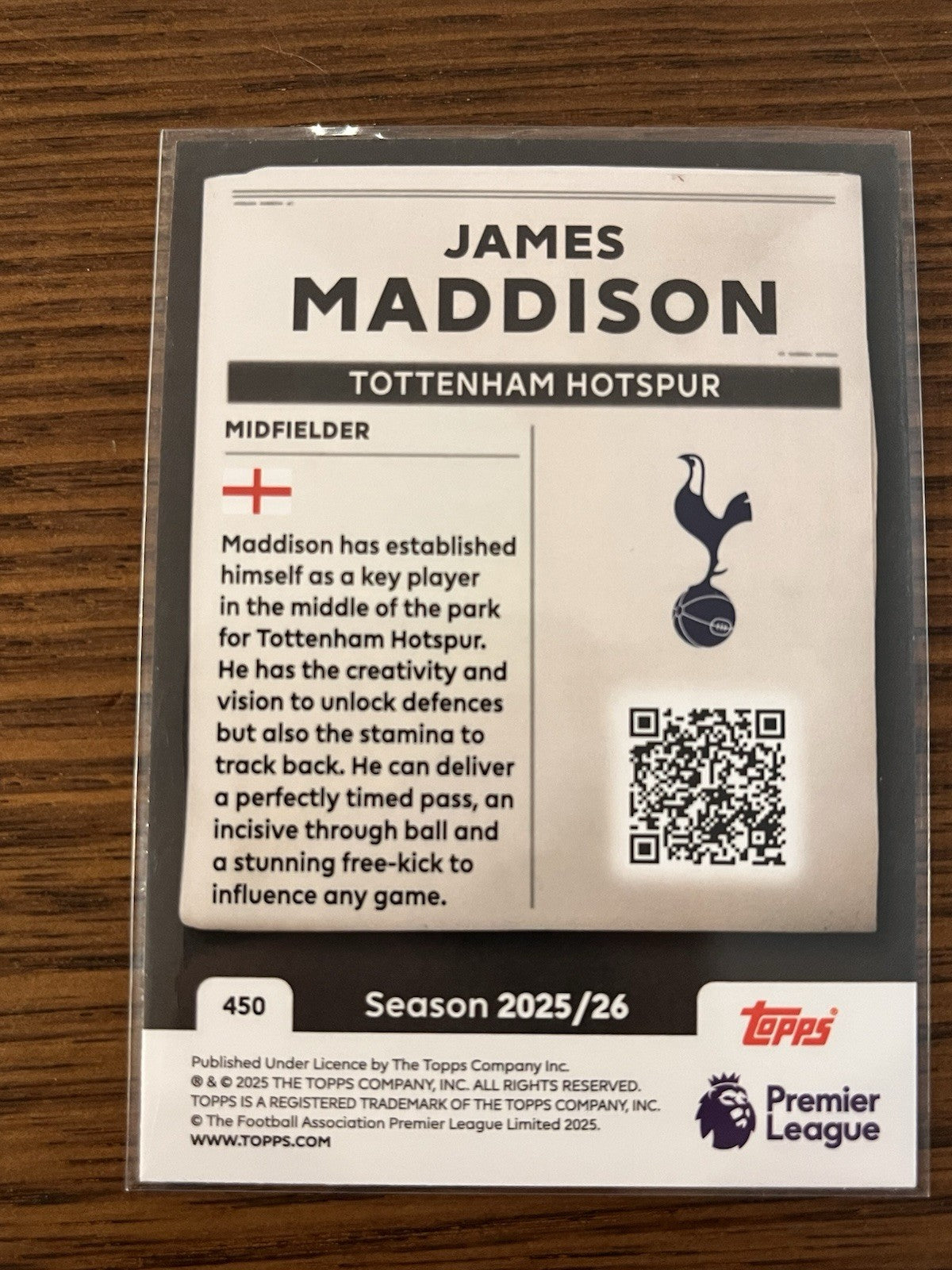 James Maddison Headlines Insert Topps Premier League #450 2025/262
