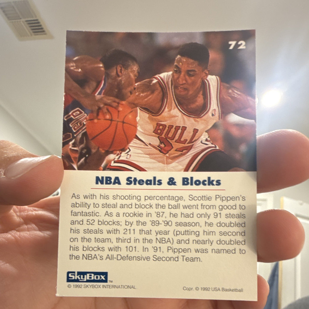 SkyBox 1992 USA Basketball Scottie Pippen NBA Steals & Blocks #721