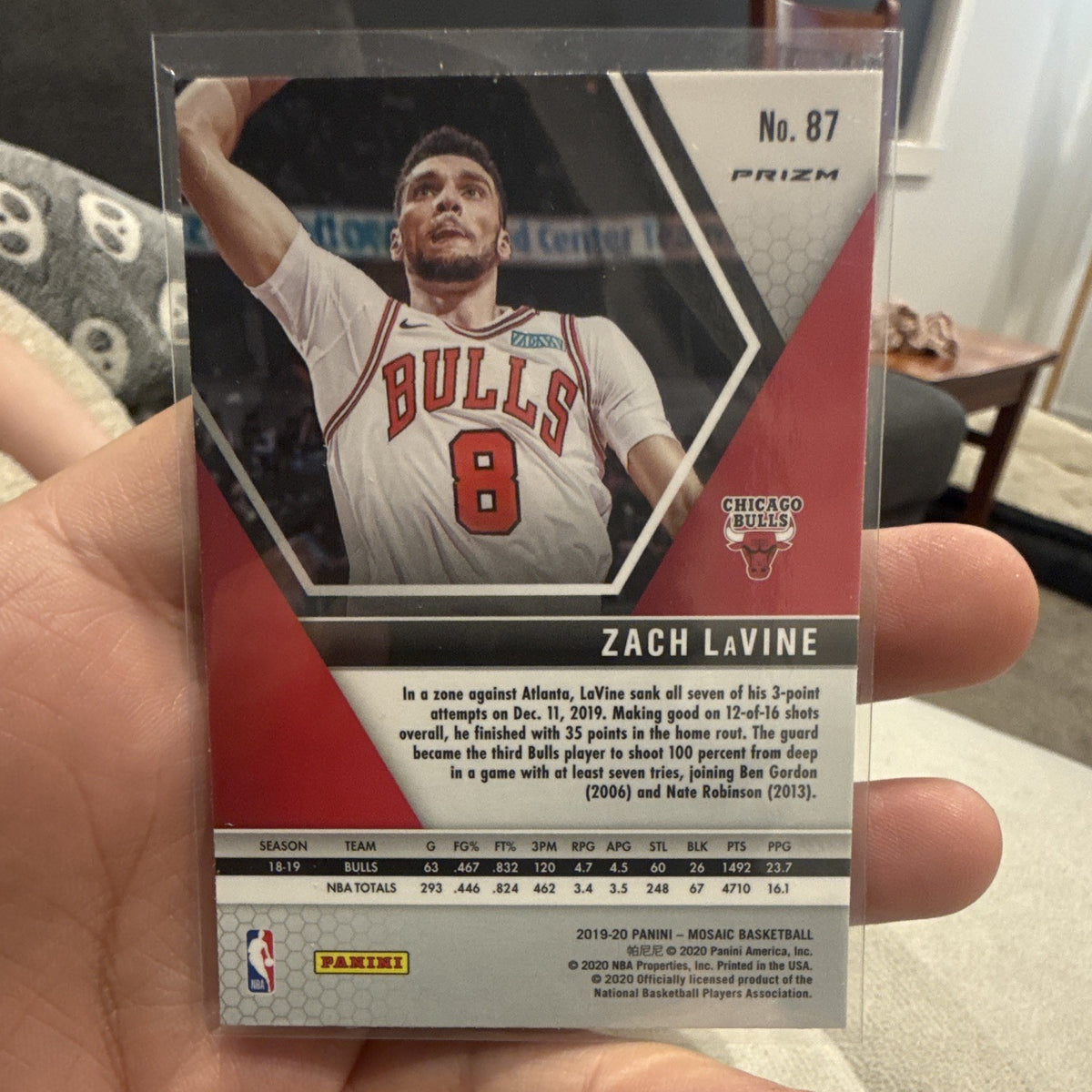 Panini Mosaic 2019 20 Basketball Zach LaVine Prizm 87 Chicago Bulls Card1
