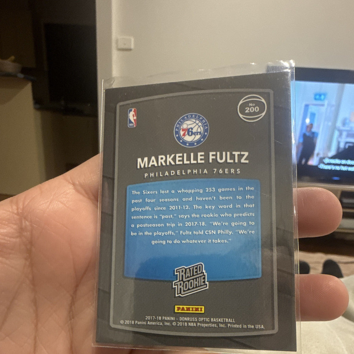 Panini Donruss Optic 2017 18 Rated Rookie #200 Markelle Fultz 76ers1