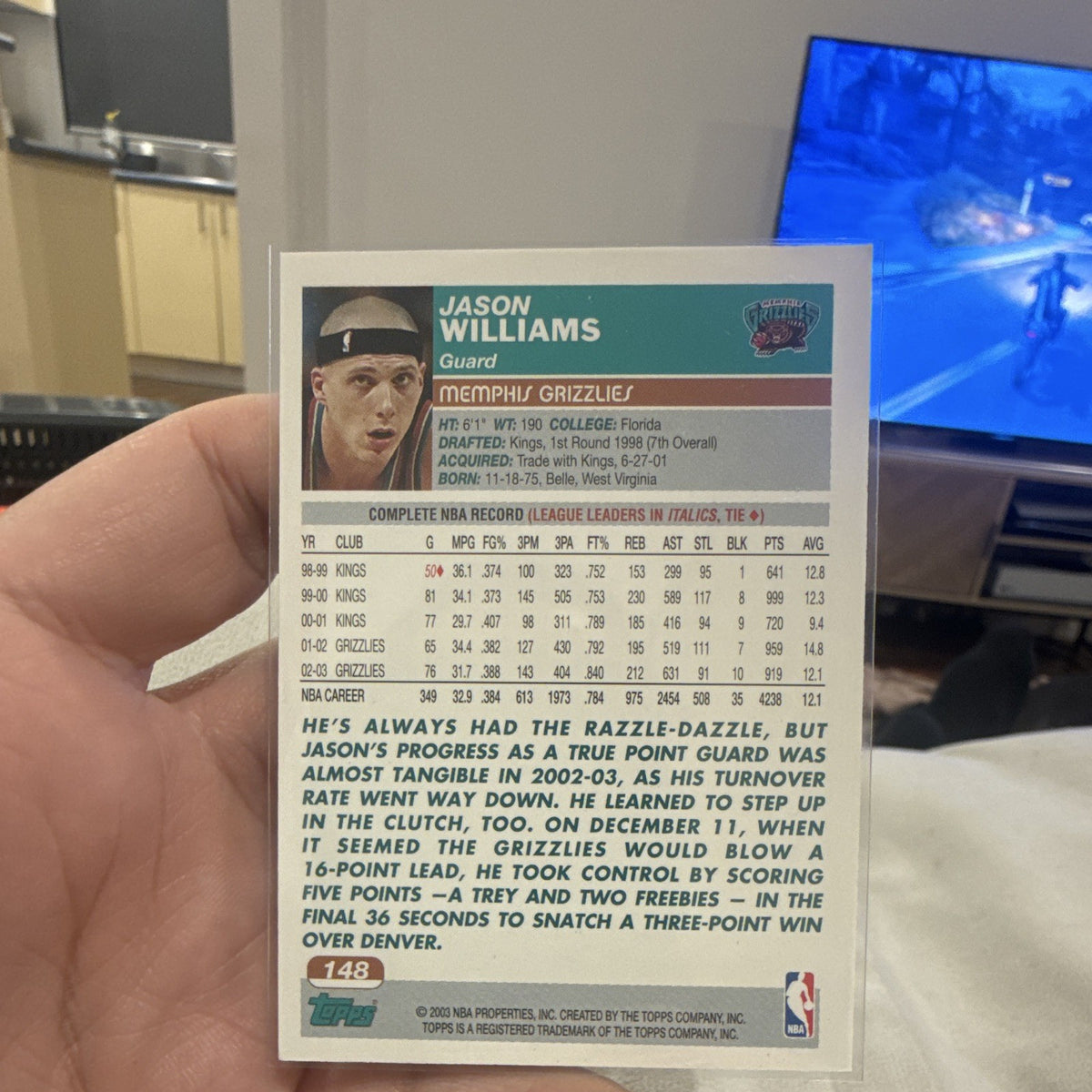 Topps 2003 04 Jason Williams Memphis Grizzlies Basketball Card #1481