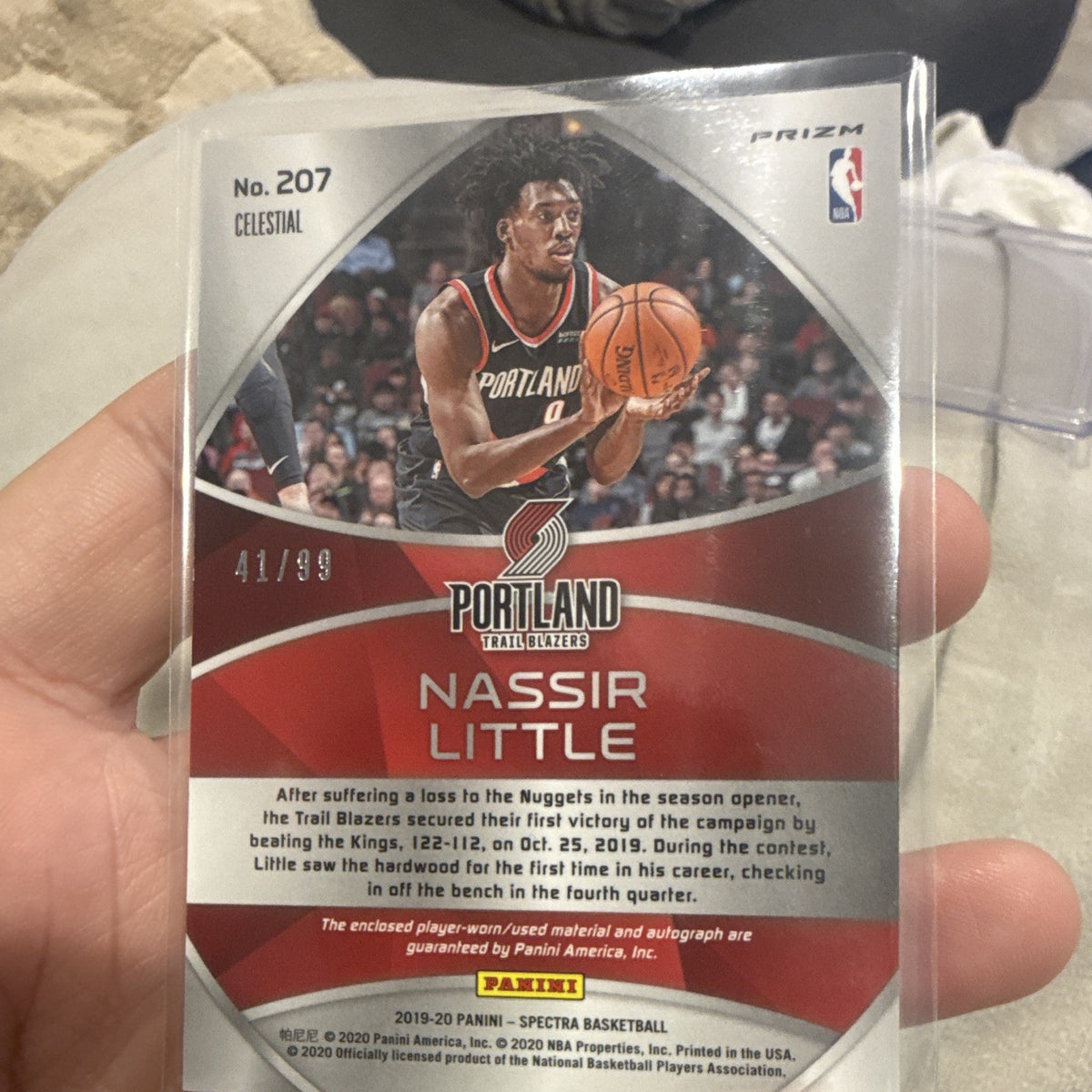 Panini Spectra 2019 20 Nassir Little RC Auto Patch Prizm Celestial #207 41/994