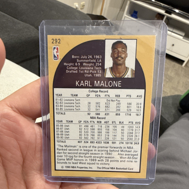 NBA Hoops Karl Malone Base Set 1990 #292 Utah Jazz Basketball Card1