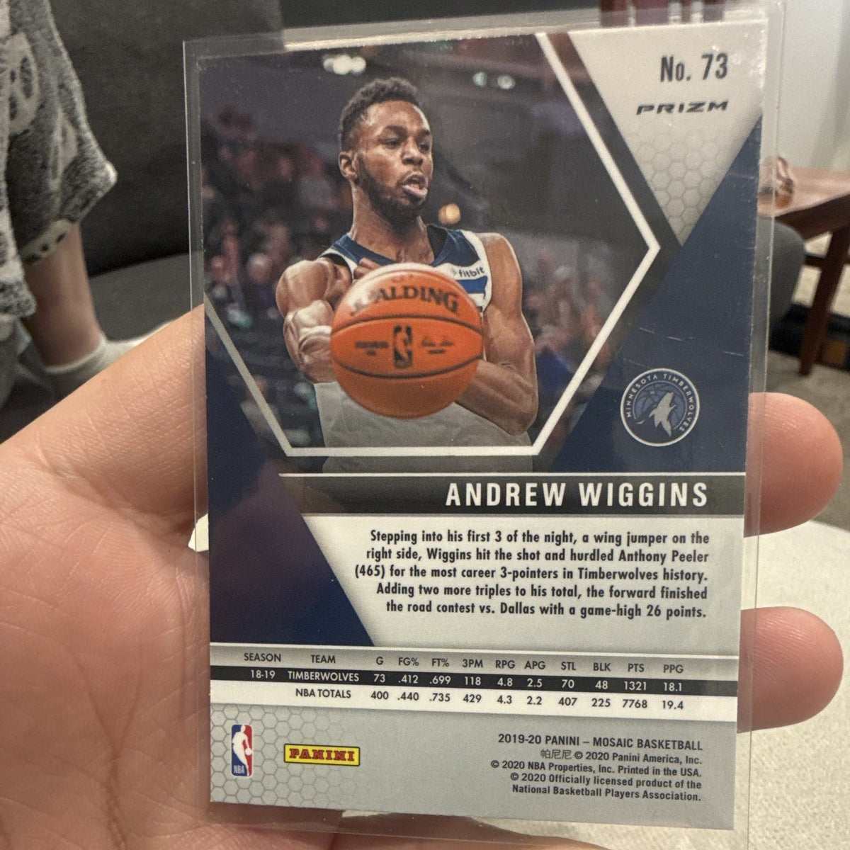 Panini 2019 20 Mosaic Andrew Wiggins Mosaic Parallel #73 Timberwolves1