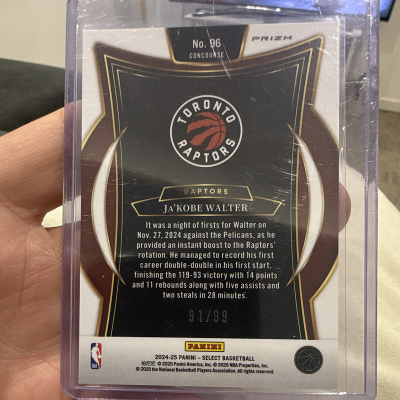 Panini Select 2024 25 Prizm Concourse Ja'Kobe Walter RC #96 Raptors 91/991