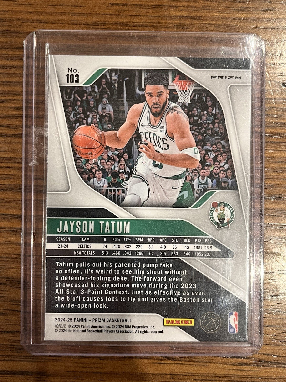 Panini 2024 25 Prizm Basketball Jayson Tatum Boston Celtics #103 Parallel2