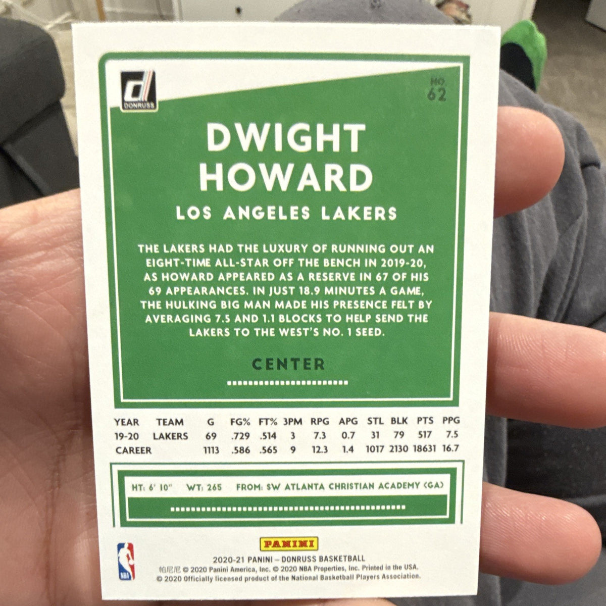 Dwight Howard Base 2020 21 Panini Donruss Los Angeles Lakers #62 NBA1