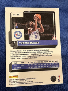 Panini Donruss Optic 2022 23 Tyrese Maxey Base Philadelphia 76ers #262