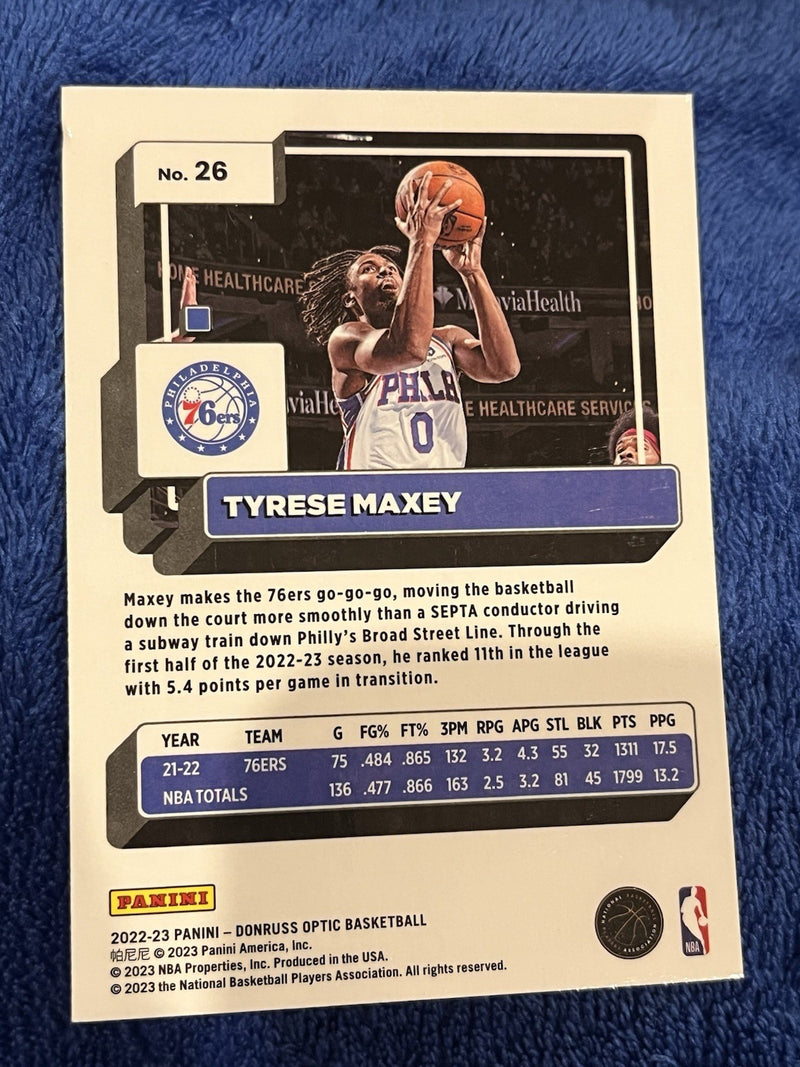 Panini Donruss Optic 2022 23 Tyrese Maxey Base Philadelphia 76ers #262