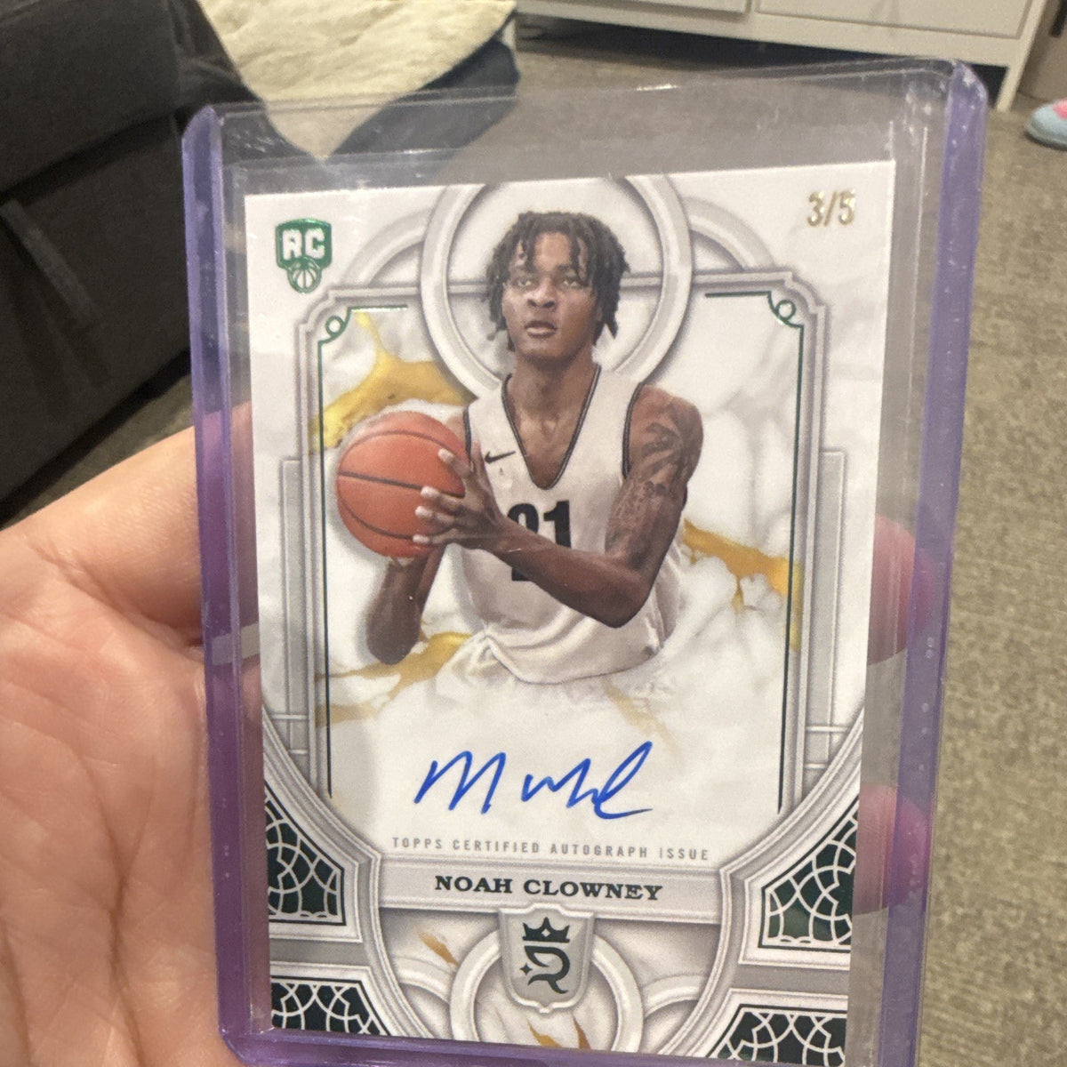 Noah Clowney 2023/24 Topps Royalty Collection RA NC RC Auto 3/50