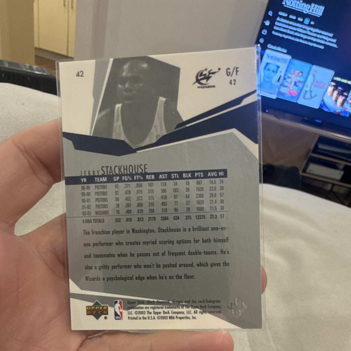 Upper Deck Black Diamond Base Jerry Stackhouse Washington Wizards #42 20031