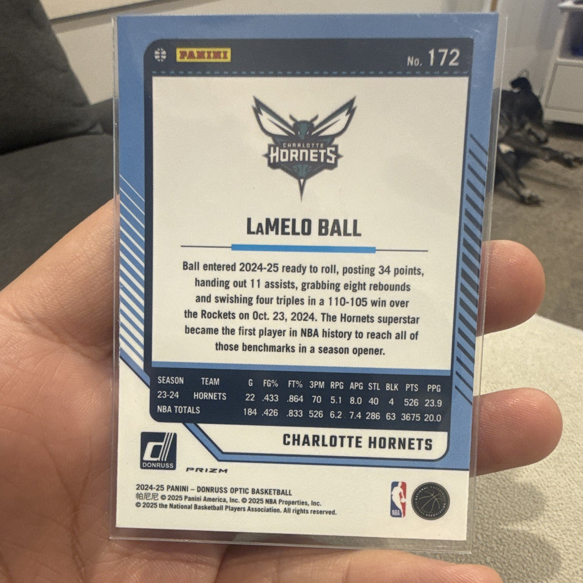 Panini 2024 25 Donruss Optic LaMelo Ball Purple Parallel #172 Hornets NBA1