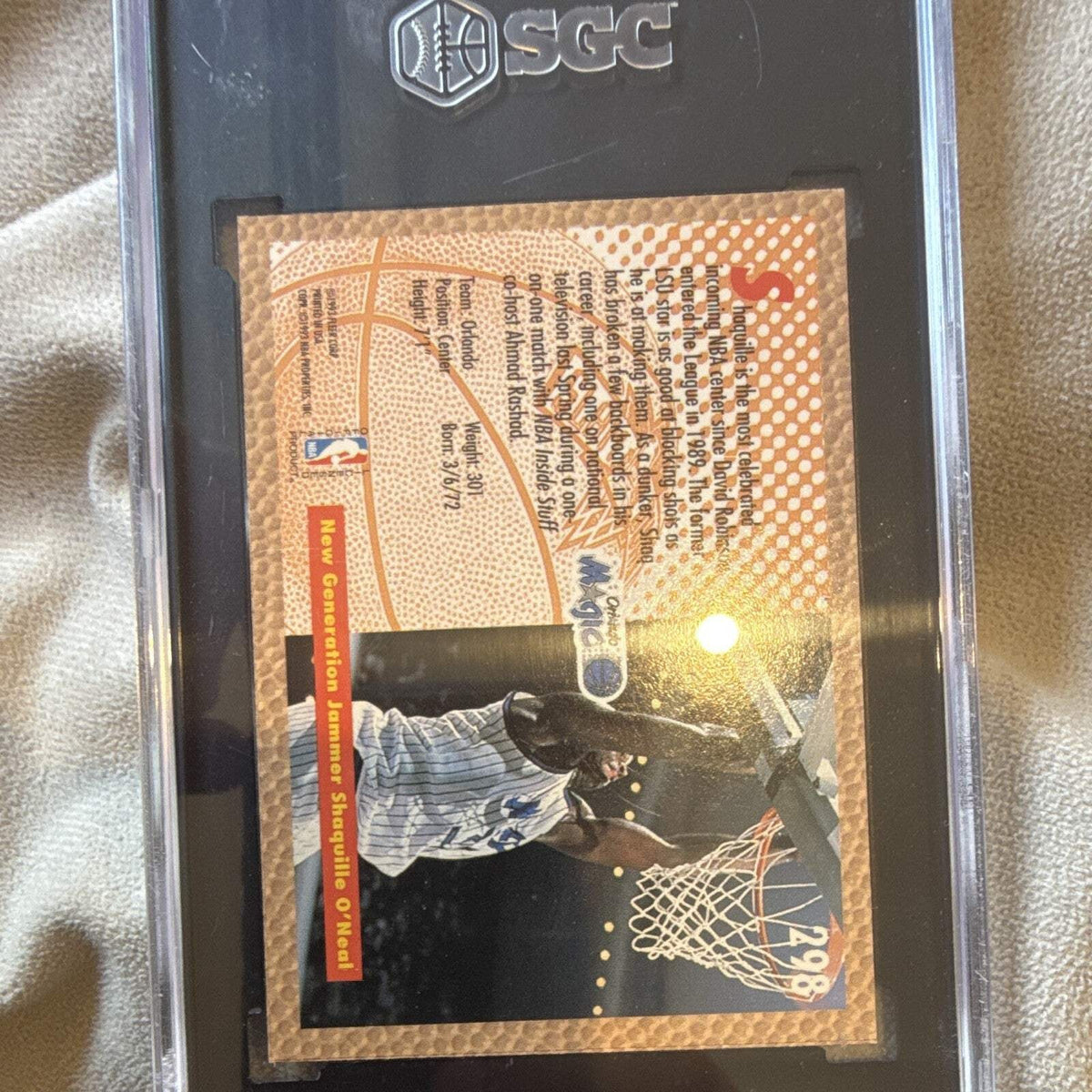Fleer 1992 93 #298 Shaquille O'Neal Slam Dunk SGC 7 Orlando Magic2
