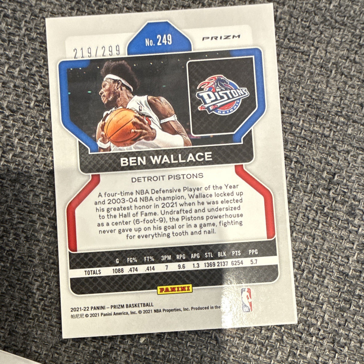 Panini Prizm 2021-22 Pistons Ben & Rasheed Wallace 2-Card Lot Serial /299 5