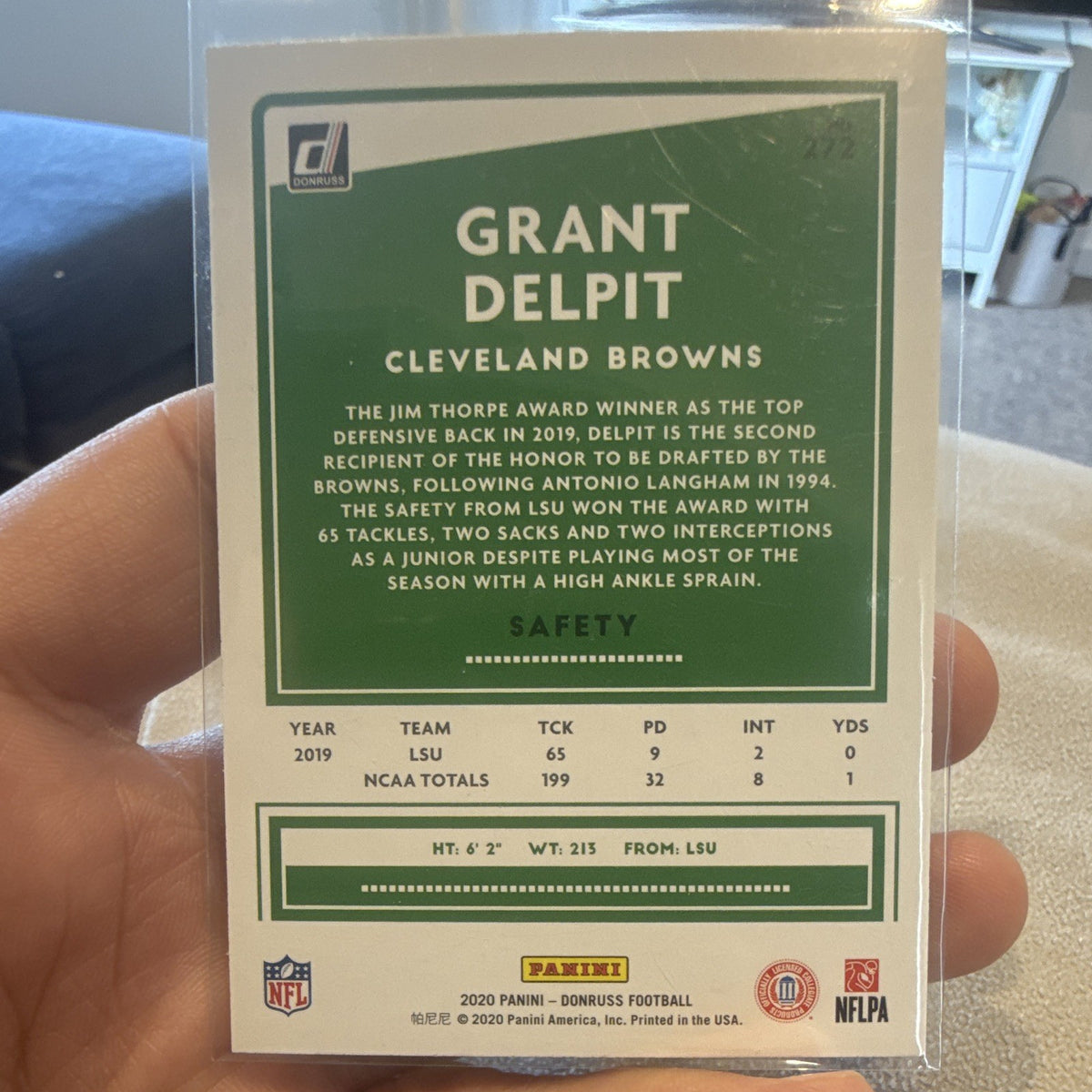 2020 Panini Donruss Football Grant Delpit Cleveland Browns Rookie RC #2721