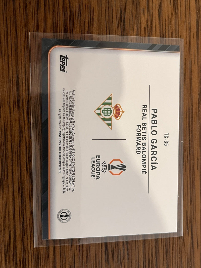 Pablo García Trophy Chasers Topps UEFA Europa League RC Insert TC 35 Betis2