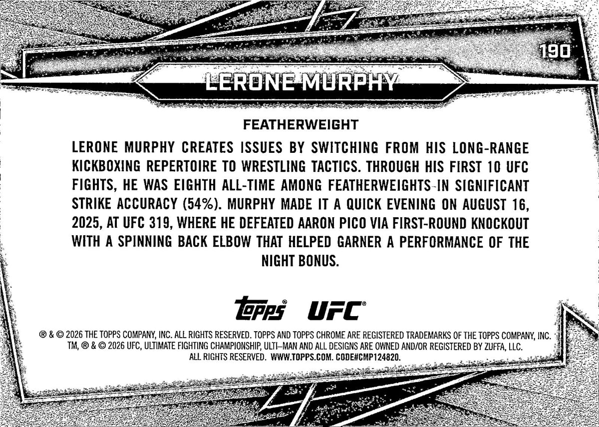 Lerone Murphy Teal Refractor Topps Chrome UFC 152/199   Teal Refractor 190 NM1