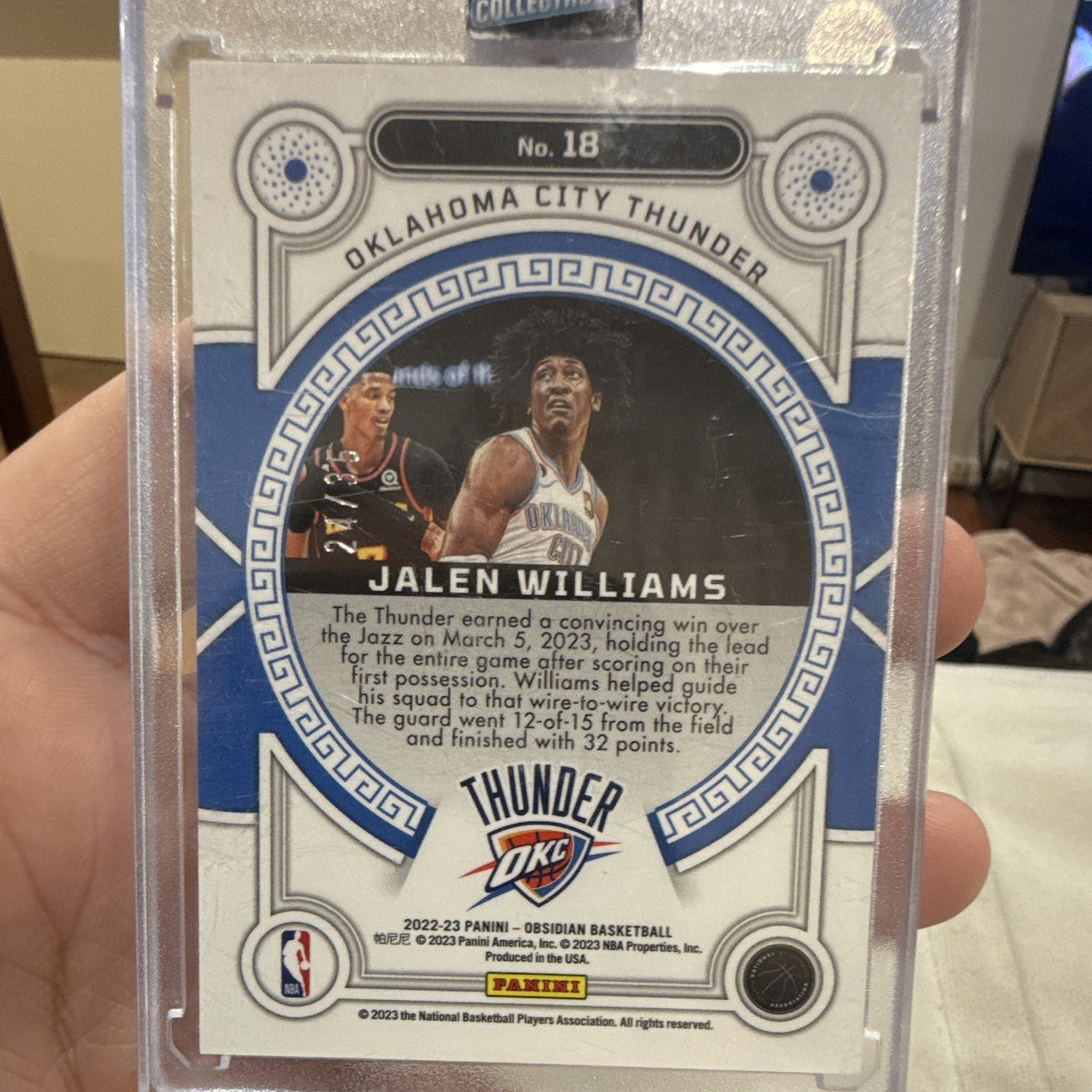 Panini 2022 23 Obsidian Basketball Orbital #18 Jalen Williams Rookie Insert1