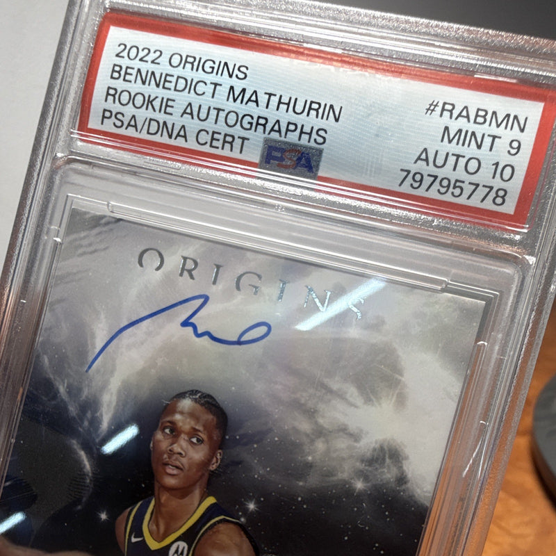 2022-23 Panini Origins Bennedict Mathurin Rookie Auto RA-BMN PSA 9/10 Pacers5