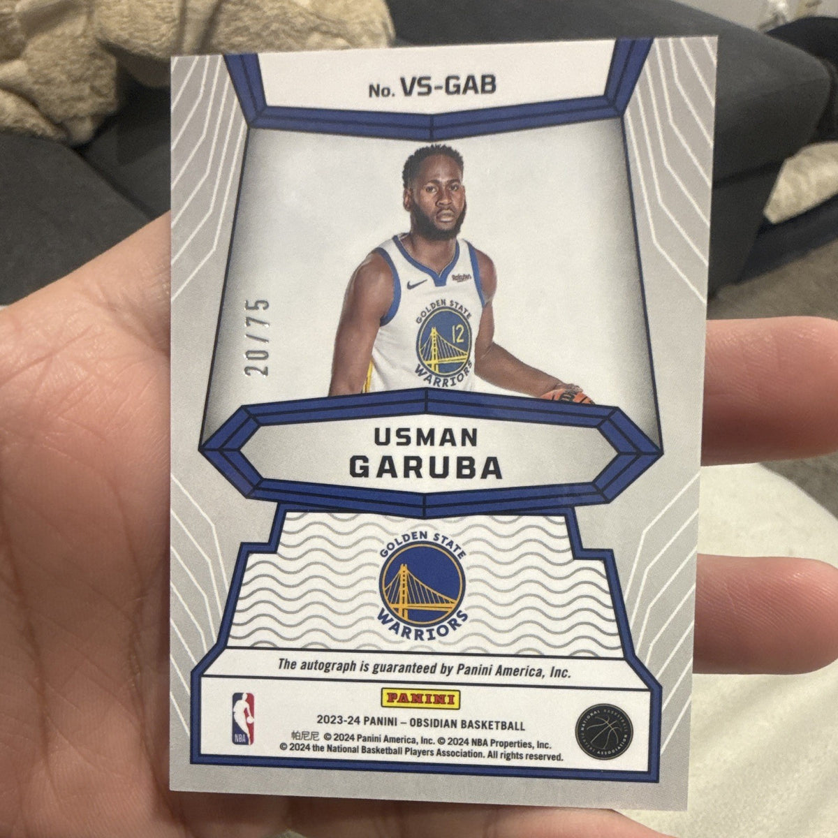 Panini Usman Garuba Volcanic Autographs Obsidian VS-GAB Auto 20/751