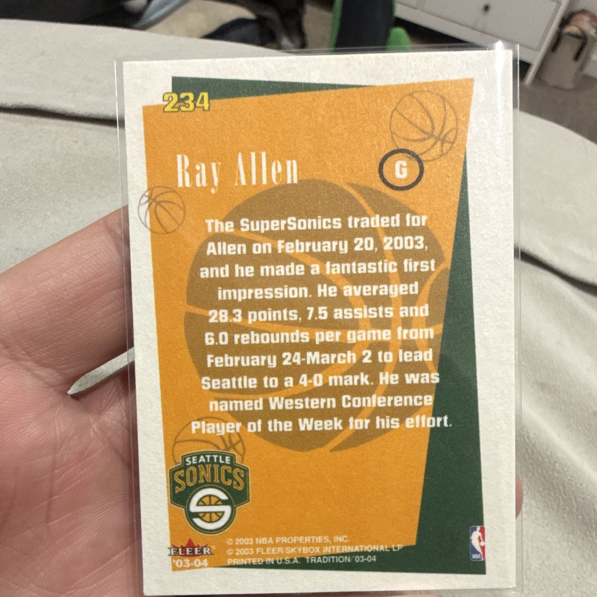 Fleer Tradition Banner Season Ray Allen Seattle SuperSonics #234 2003 041