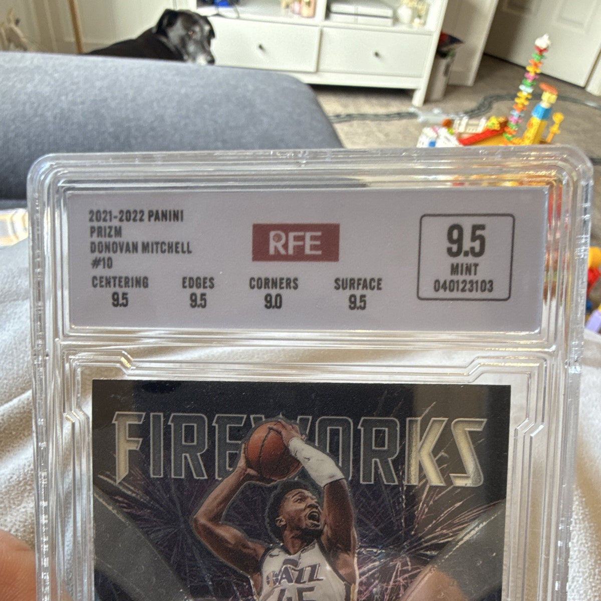 2021-22 Panini Prizm Fireworks #10 Donovan Mitchell Utah Jazz RFE 9.51