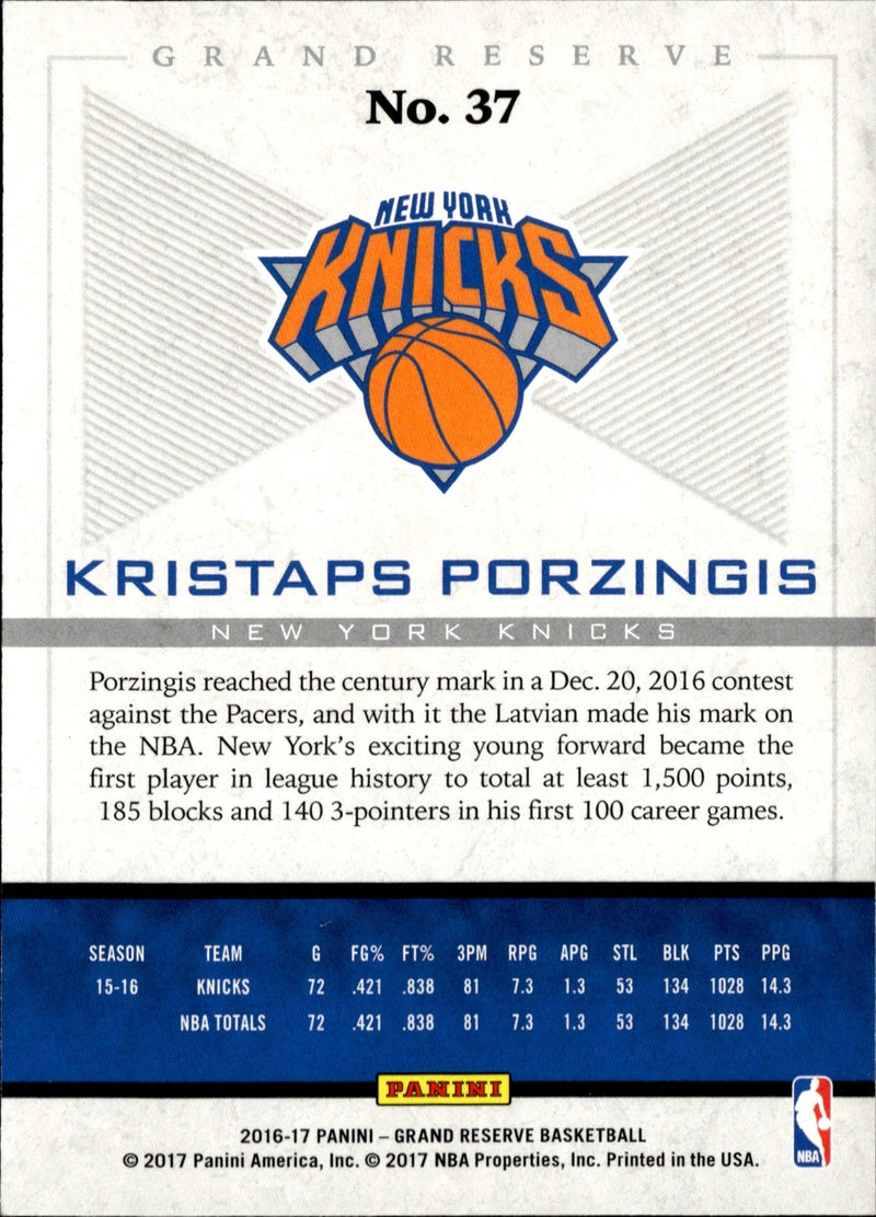Kristaps Porzingis Base Panini Grand Reserve 37 NM1