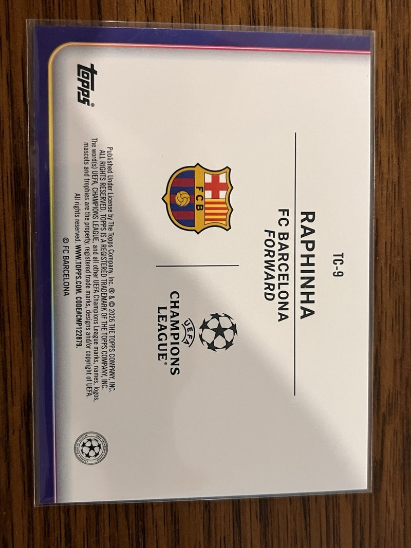 Topps 2025 UEFA Club Competitions Trophy Chasers Raphinha FC Barcelona TC 92