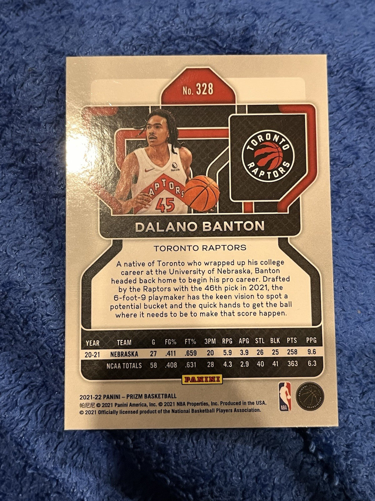 Panini Prizm 2021 22 Dalano Banton Rookie RC #328 Toronto Raptors2