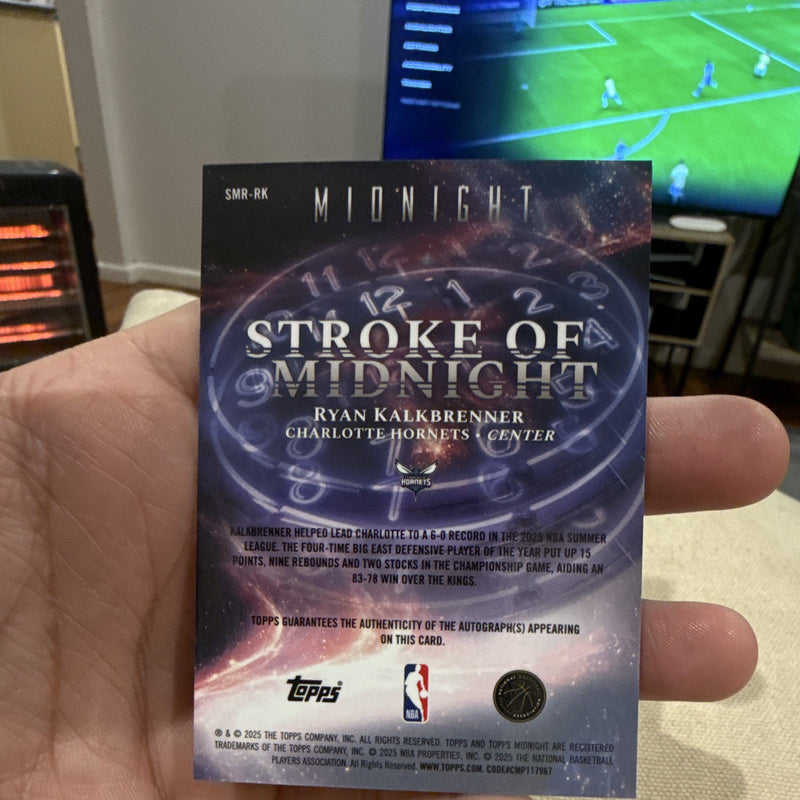 Topps Ryan Kalkbrenner Stroke of Midnight Auto RC Hornets SMR RK 20251