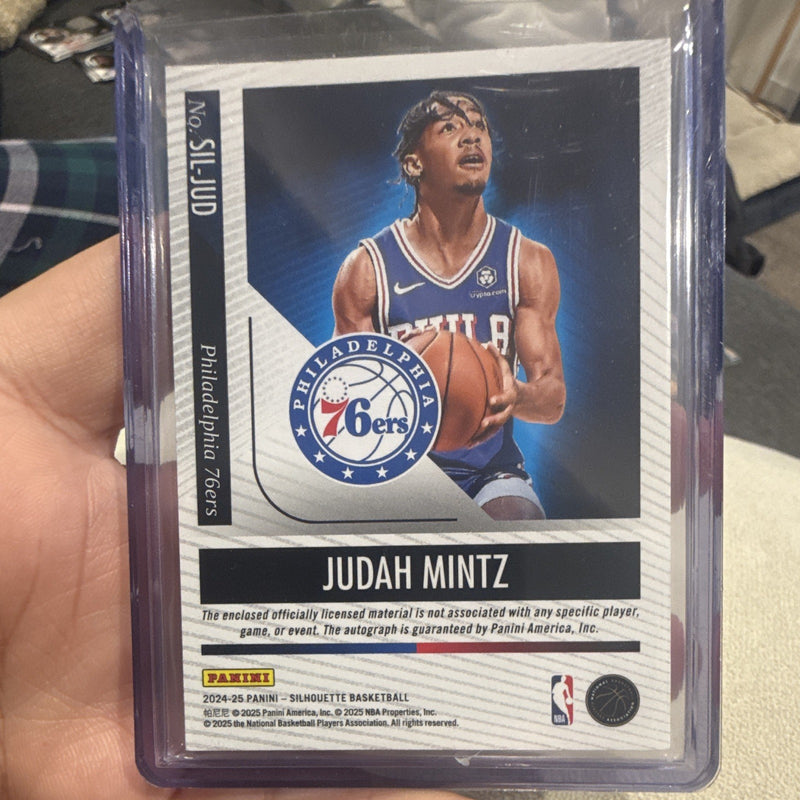 Panini Silhouette Autographs Judah Mintz RC Auto Patch #33 76ers Serial #/991