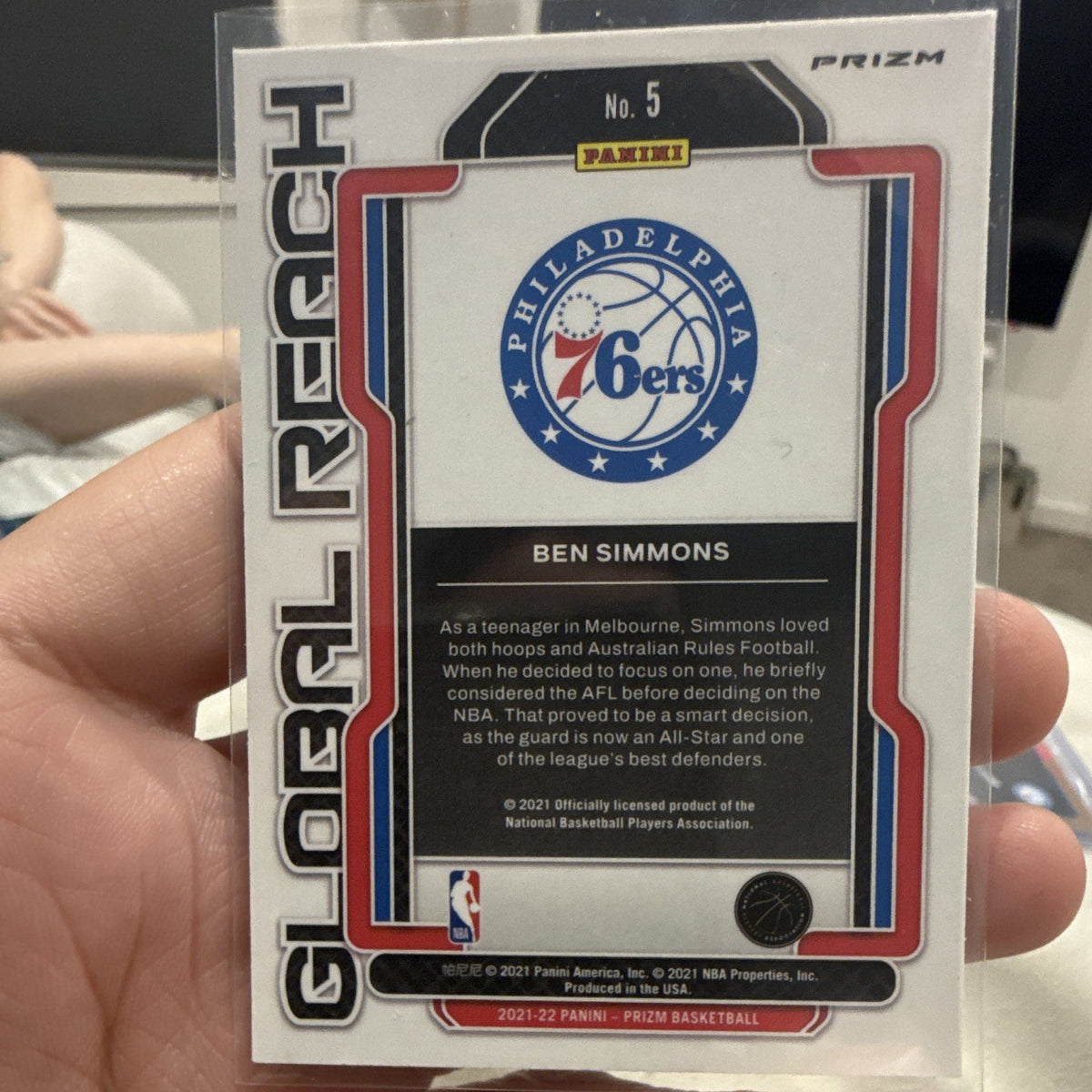 Panini Prizm 2021-22 Global Reach No. 5 Ben Simmons Philadelphia 76ers1
