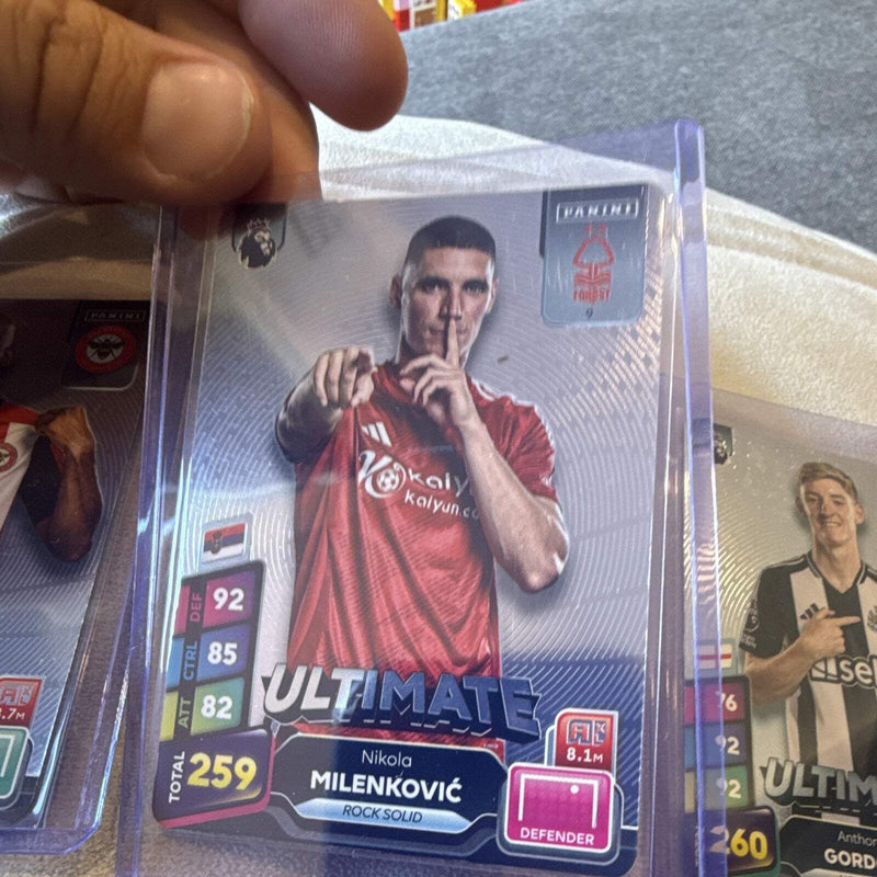Panini Adrenalyn XL Ultimate Premier League 3 Card Lot Mbeumo Milenković Gordon2