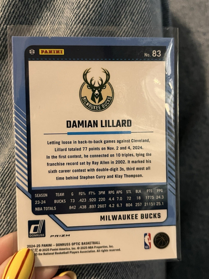 Panini Donruss Optic 2024-25 Damian Lillard Pink Parallel #83 Bucks2