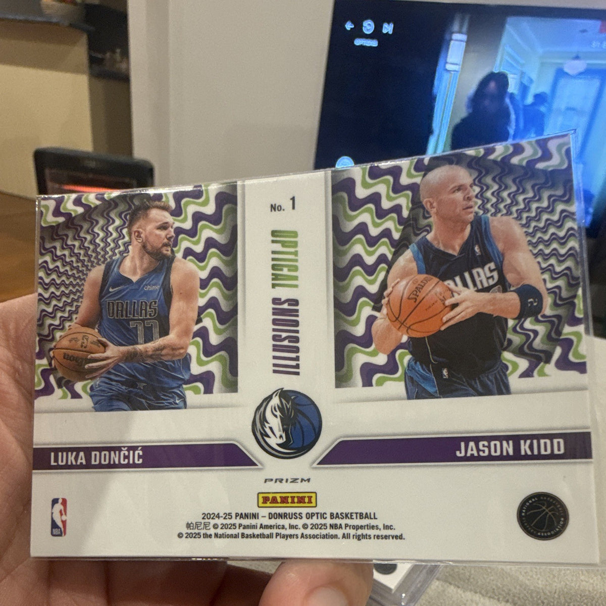 Panini 2024 25 Donruss Optic Illusions No. 1 Dončić/Kidd Mavericks Prizm1