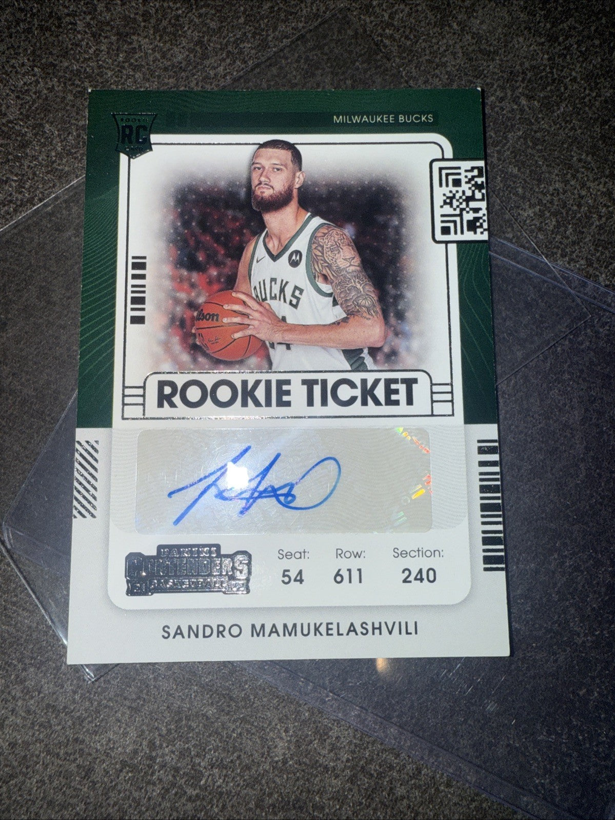 Sandro Mamukelashvili Rookie Auto 2021 22 Contenders Rookie Ticket #1490