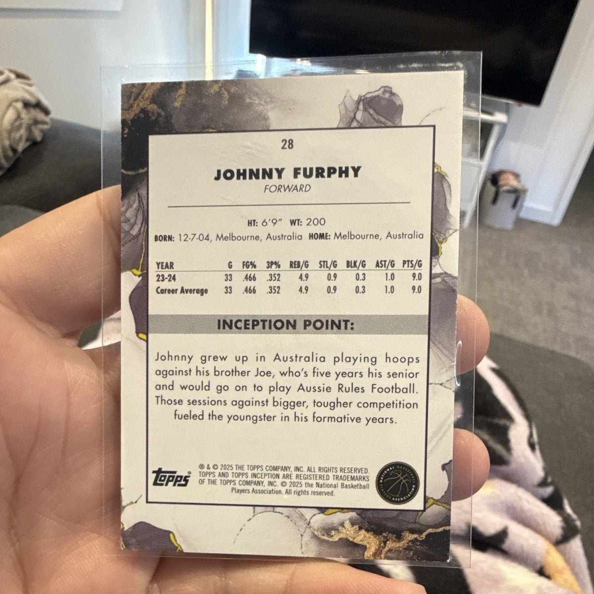 Topps Inception Johnny Furphy Rookie Card #28 Indiana Pacers NBA 2023-242
