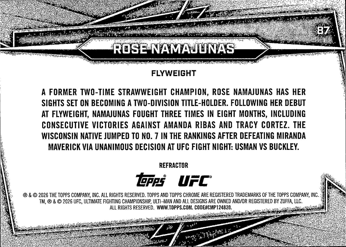 Rose Namajunas   Refractor 87 Topps Chrome UFC NM1