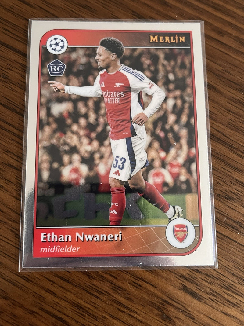 Topps Merlin Collections Ethan Nwaneri Rookie UEFA Champions League 53 Arsenal1