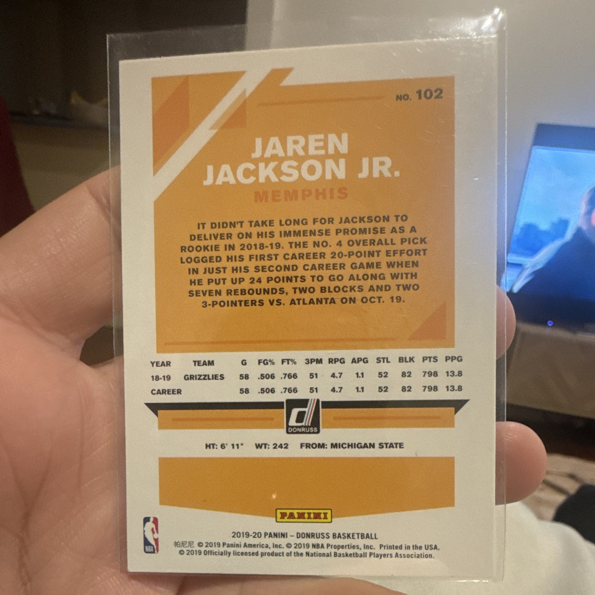 Panini Base 2019 20 Donruss Basketball Jaren Jackson Jr Memphis Grizzlies 1021