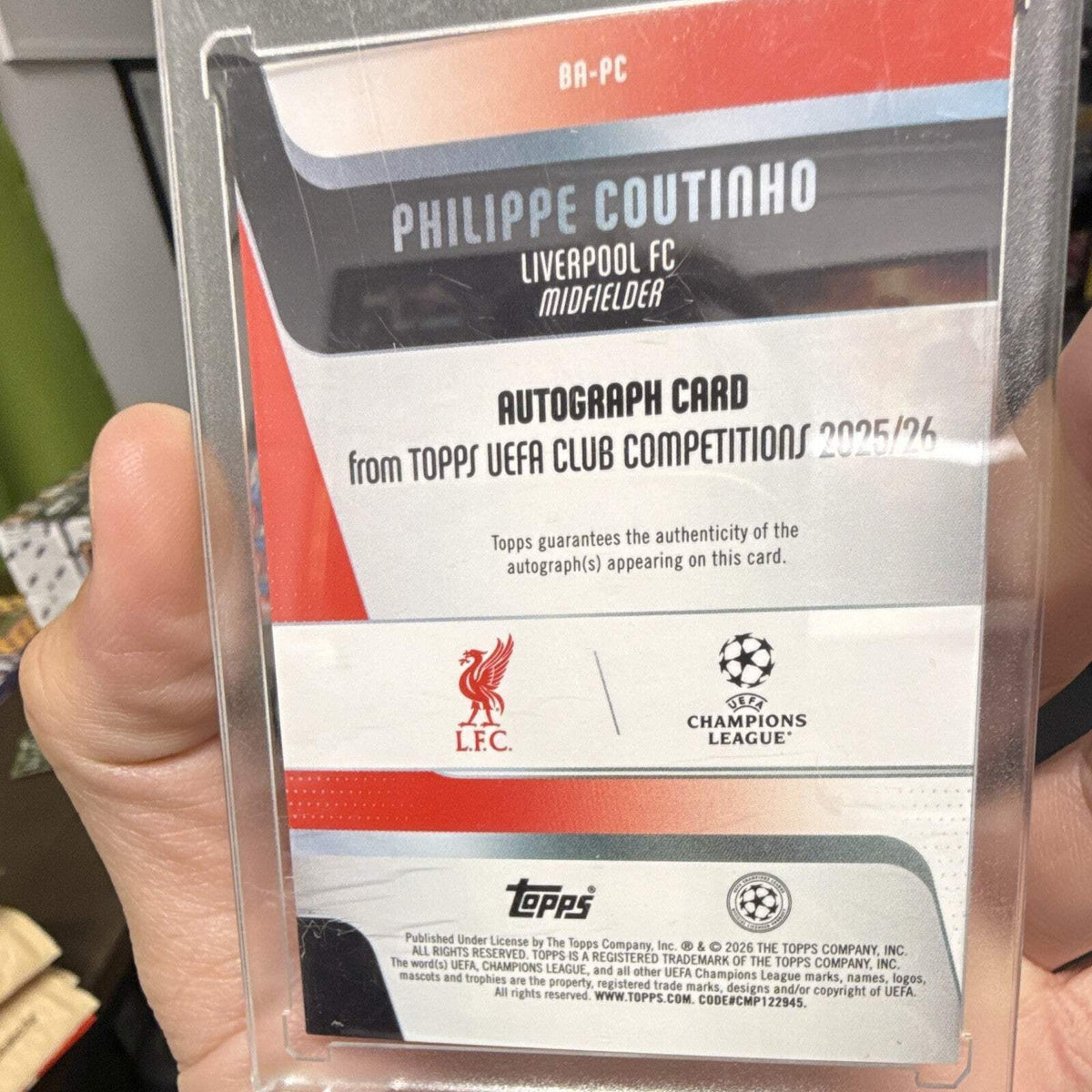 Topps Philippe Coutinho Auto Topps UEFA Club Competitions 2025/26 BA PC 014/1505