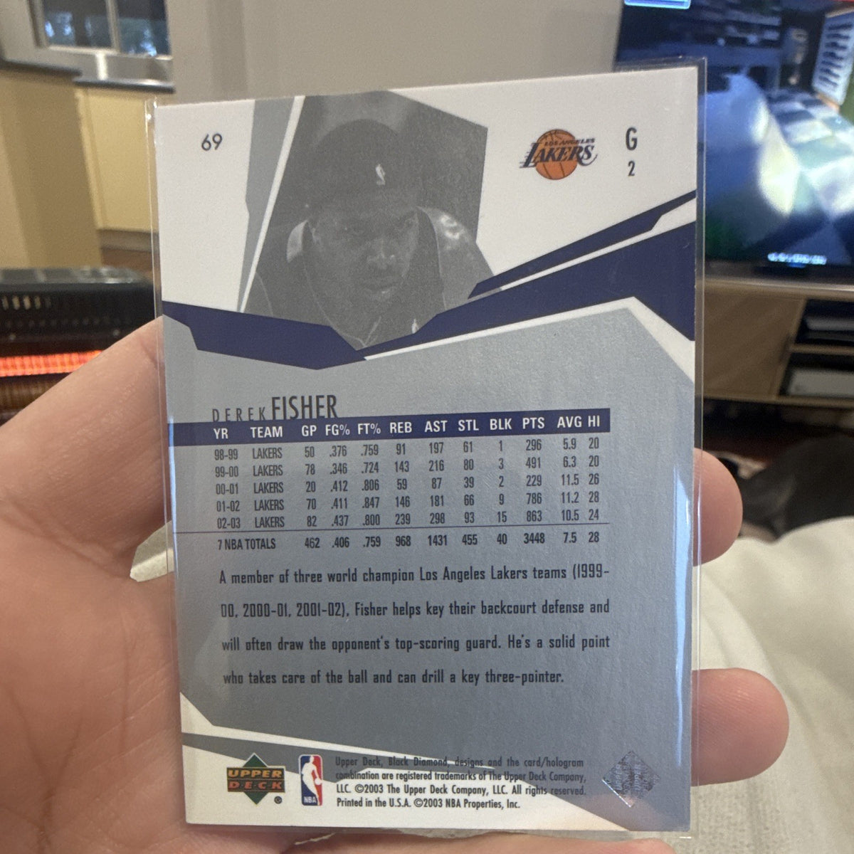 Upper Deck Black Diamond Derek Fisher 2003 #69 Los Angeles Lakers NBA Card1