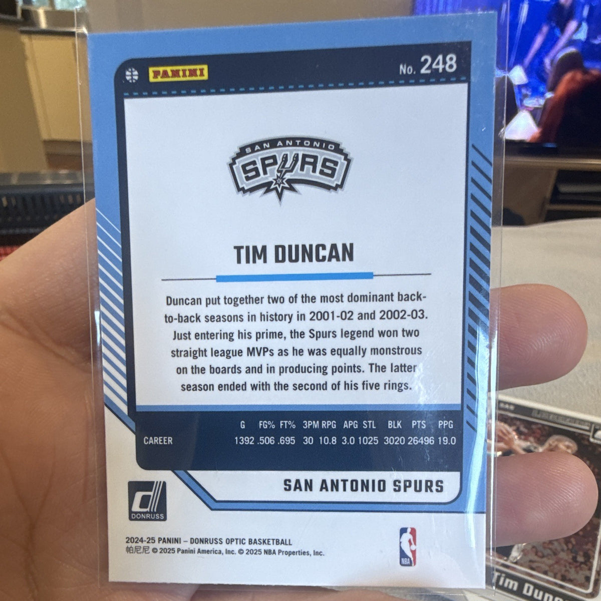 Panini Donruss Optic Legends Tim Duncan San Antonio Spurs #248 2024 251